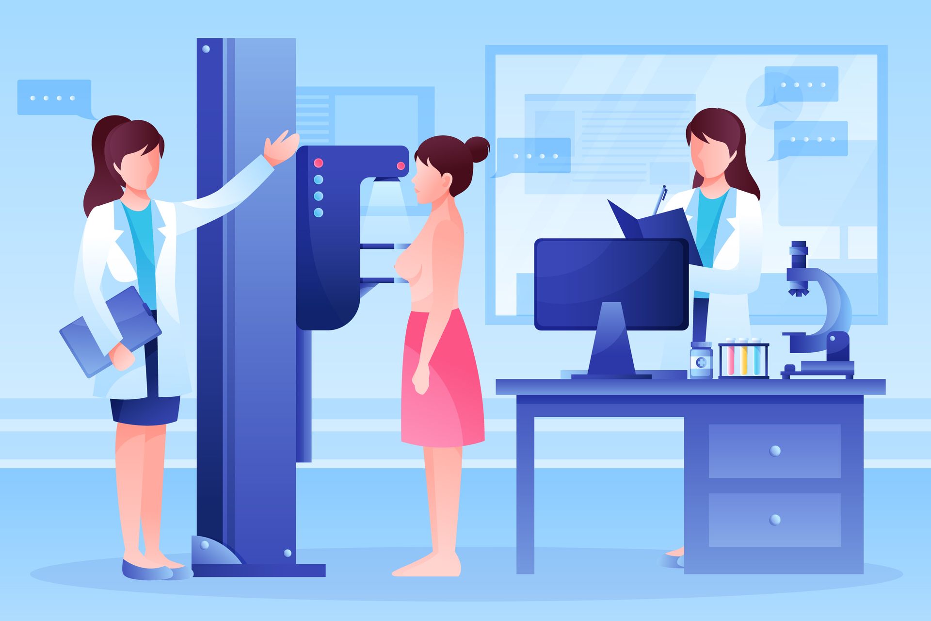 Este innovador dispositivo emplea una combinación de radiación X y sofisticada tecnología informática con el fin de generar una imagen digital de la mama, que posteriormente puede ser sometida a un examen detallado.